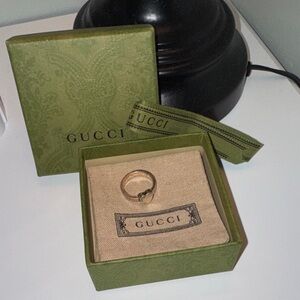 Gucci Silver Heart Ring Size 7.5